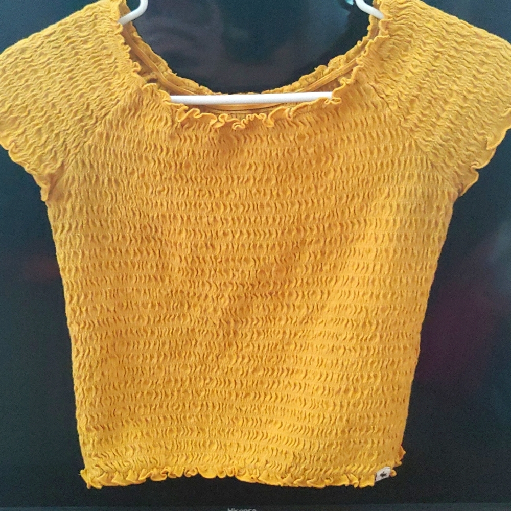 Abercrombie kids yellow ruffle crop top